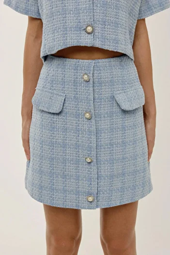 Hiccup Button Detailed Mini Tweed Skirt