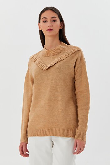 Shopping Shop V-Neck Ruffled Biscuvi Sweater