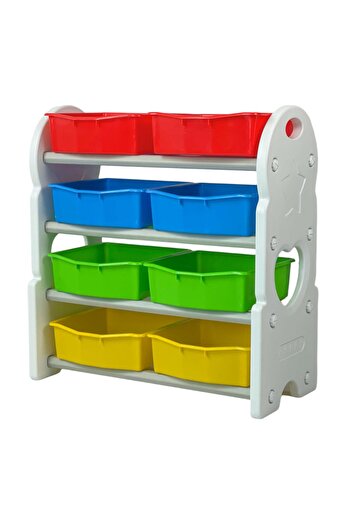 Home Canvas Children Deluxe Multi-Bin Toy Organizer with Storage Bins, Toys Storage Box for Girls - White