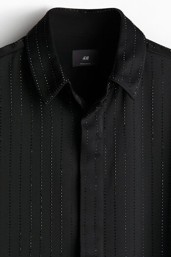H&M Regular Fit Suni Elmas İşlemeli Gömlek