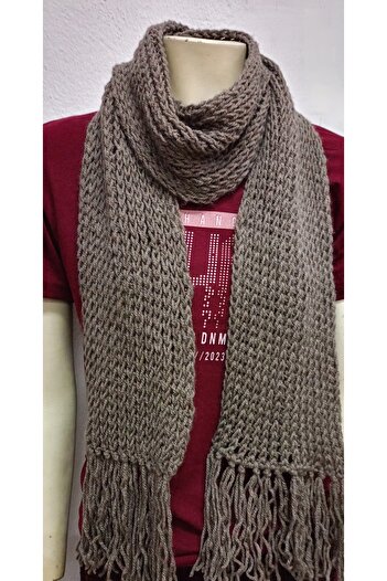 ENGIN Unisex Hand Knitted Brown Scarf