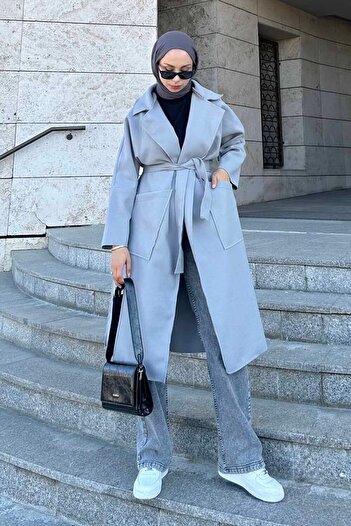 lamelif Gray Stitched Coat - Filthy Stitched