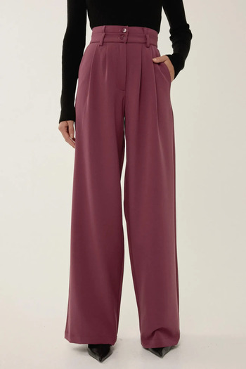 Hiccup Double Waist Banded Wide Leg Trousers