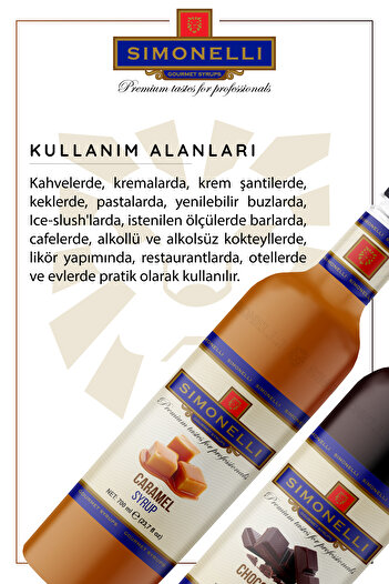Simonelli Kahve Ve Kokteyl Şurubu Karamel Aromalı Çikolata Aromalı 700 ml Pompa