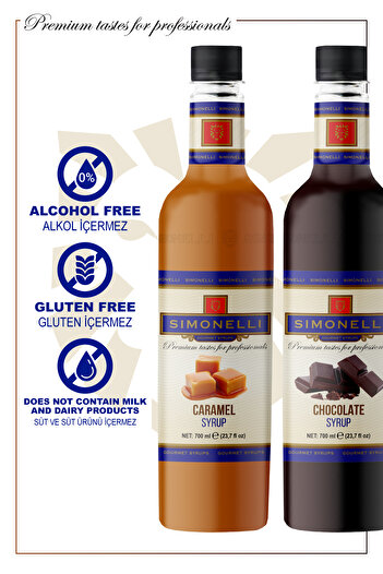 Simonelli Kahve Ve Kokteyl Şurubu Karamel Aromalı Çikolata Aromalı 700 ml Pompa