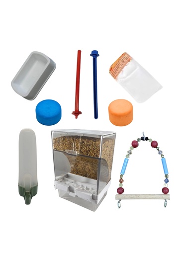 RoyalFarmVet Budgie Smart Feeder and Full Set (9 Pcs)