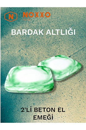 N NOXXO 2 li Beton Bardak Altlığı Betonun Şıklığı El Emeğinin Değeri Yeşil