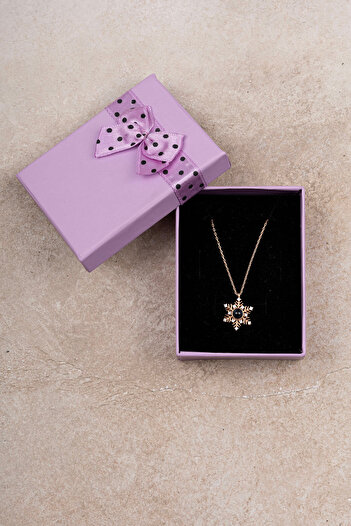 Jewelmim Yüz 100 Dilde Seni Seviyorum Yazan 18 Ayar Rose Altın Kaplama 925 Ayar Kadın Gümüş Kar Tanesi Kolye
