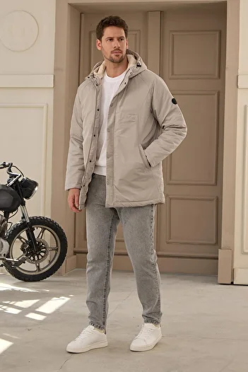 Danger Men's Waterproof Hooded Coat - Stone Color