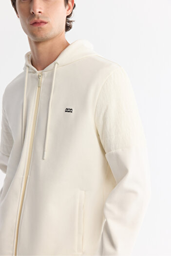 Avva Чоловічий екрю капюшон з бавовняною блискавкою еластан Regular Fit Sweatshirt A42Y1264