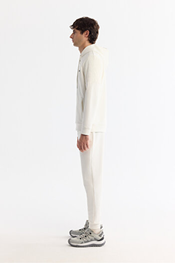 Avva Erkek Ekru Kapüşonlu Pamuklu Fermuarlı Elastan Regular Fit Sweatshirt A42Y1264