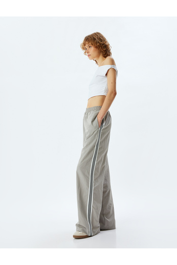 Koton Oversize Parachute Pants - Rubber Waist, Pocket Detail and Ribbed