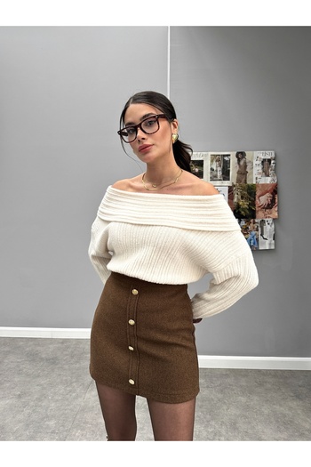 ESRAHELVACI Gold Buttoned Mini Skirt