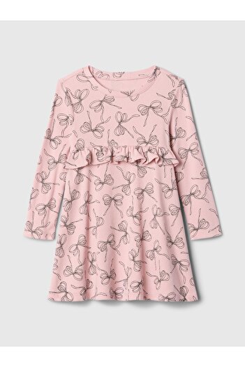 GAP Kız Bebek Pembe Desenli Pile Detaylı Elbise