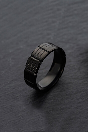 Chavin Shiny Black Women Men Steel Ring Ec38Sy