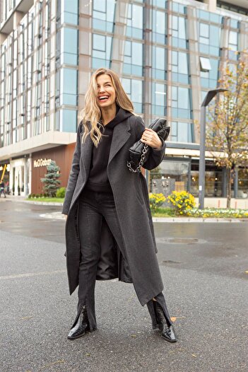 Sue Store Anthracite Lined Cashmere Coat