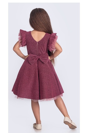 Mnk Baby&Kids Simli Şanzelize Kız Çocuk Abiye Elbise M00669 GÜL KURUSU