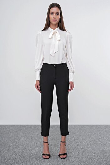Zühre Skinny Leg Fabric Trousers Black P-0024