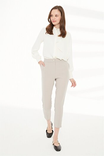 Zühre Skinny Leg Fabric Trousers Gray P-0024