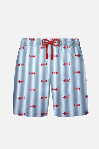 AYYILDIZ 845 Men's Blue Striped Swim Shorts