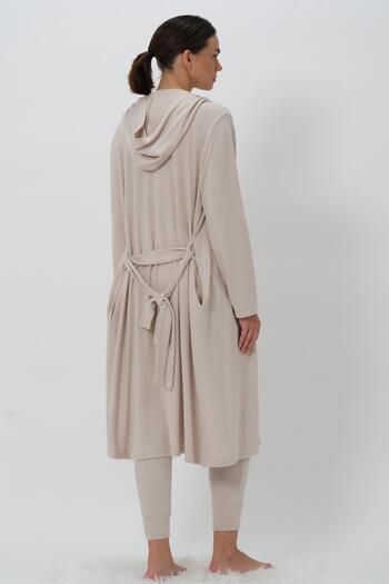 Zeyland Ecru Hooded Soft Dressing Gown - Women's Ctn82
