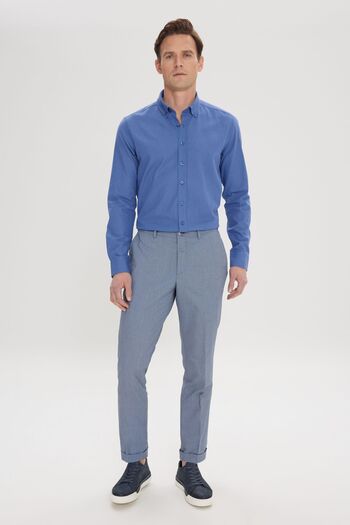 ALTINYILDIZ CLASSICS Ανδρικό σκούρο μπλε-μπλε Slim Fit Slim Fit Πλαϊνή τσέπη με σχέδιο ελαστικό παντελόνι μέσης
