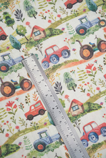 Tuğba Kuğu Baskılı Müslin Kumaş  | Farm Truck