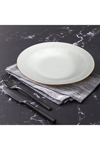 Güral Porselen 22 cm Matte Gold Pit Dinner Plate - 6 Piece Spring Branch