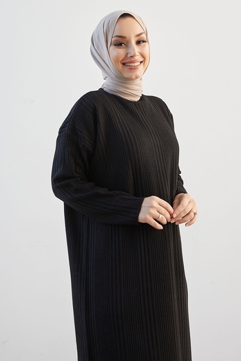 InStyle Μακρύ Πλεκτό Φόρεμα Arissa Turtleneck - Μαύρο