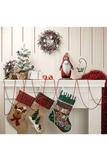hediyeofisi Yılbaşı Zincir Süs 5 Metre Inci Çam Ağacı Süsü Noel Yemek Masası Taşı