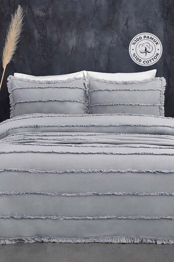 Evlen Home Collection Grey Cotton Echos Bedspread Set - Single, 2 Pieces Filled