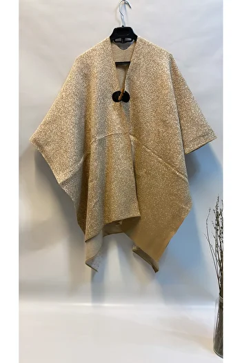 Onur Winter - Gold Gray Knitwear Poncho Thick Winter New Product with Buttons Comfortable to Use Quality Store