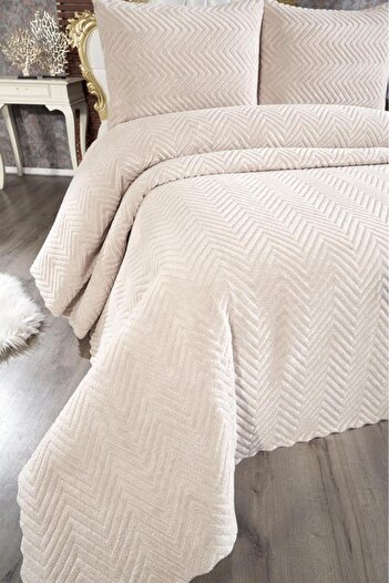 Çeyiz Diyarı Welsoft Ultrasonic Double Bedspread - 230X250 Cappucino