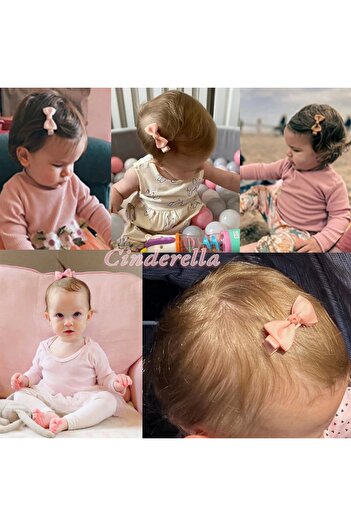 Cinderella 4'lü Tamamen Astarlı Fiyonk Model Yumuşak Bebek Saç Tokası - Renkli Çocuk Pens Klips Toka Renk-4