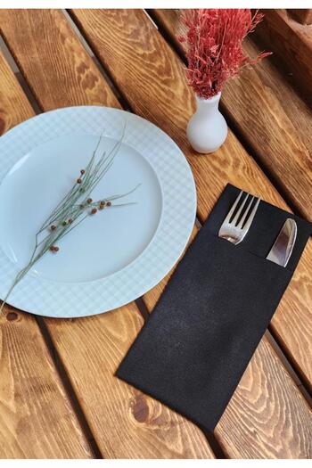 ALTINPAMUK Gold Fork Spoon Knife Case 2-Piece Black Table Serving