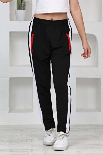 Genel Markalar UNISEX ÇOCUK SCUBA KUMAŞ DAR PAÇA LASTİKLİ ESNEK CİZGİ DETAYLI ESOFMAN ALT