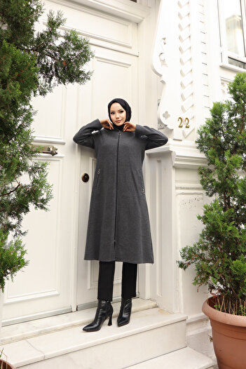 Atelier Lina Women's Cashew Coat with Hooded Zippered Pockets