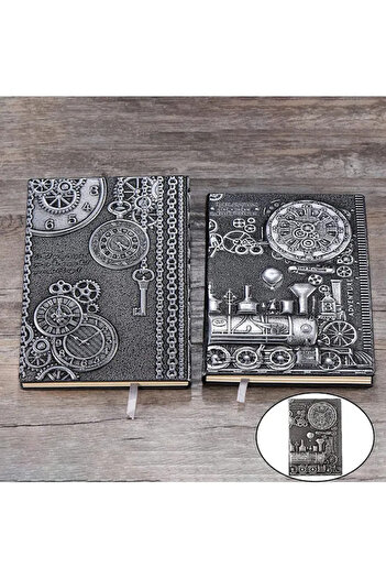 Debug Gift Silver Train Embossed Leather Notebook