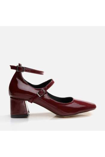 Yaya by Hotiç Mary Jane Claret Red - Women's Thick Heeled Pedestrian