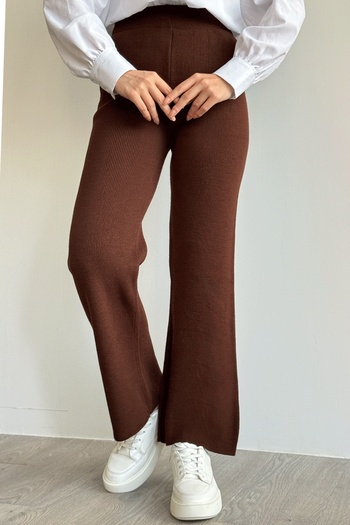 InStyle Βασικό πλεκτό παντελόνι Bitter Brown