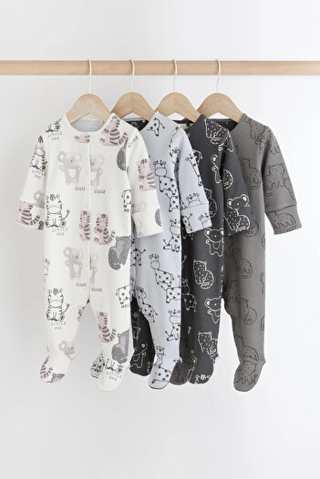 Next Baby 100% Organic Cotton Black/White Little Animal Patterned 4-Piece Sleeping Bag Set Alyn26374