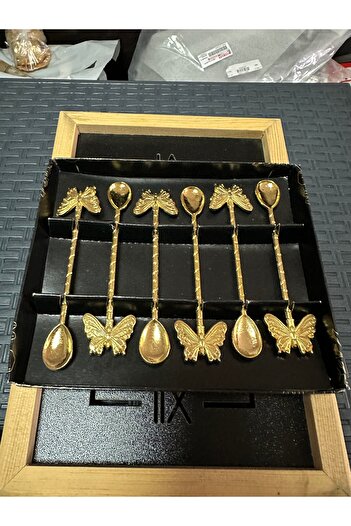 LeesHome 6 Pieces Gold Butterfly Model Teaspoons
