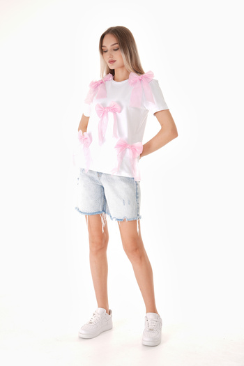 Pulli Collection Μπλουζάκι με ροζ φιόγκο