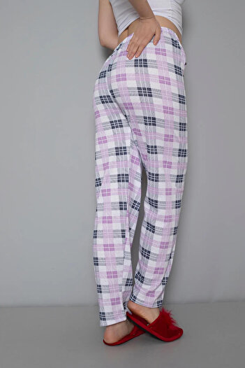 DONEX Kalın Şardonlu Kumaş Baskılı Kadın Pijama Altı