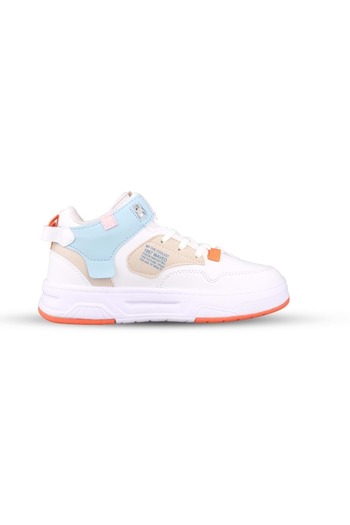 M.P. Women's Lace-Up White-Blue Sneakers
