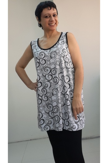 Mertcan Butik Thick Strap Viscose T-Shirt with White Black Print