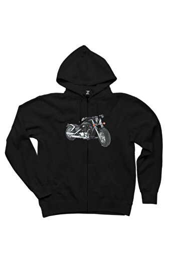 Z zepplin Harley Chopper Sportster Black Zipper Hooded Sweatshirt