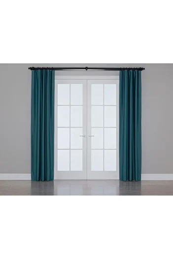 Gauze Fabric Design Blackout Curtain with Blackout Feature Turquoise