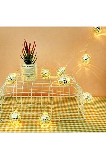 ENASHOP Dekoratif Led Işık 2 Metre Mini Disko Topu Süsleme Pilli 10 lu Led