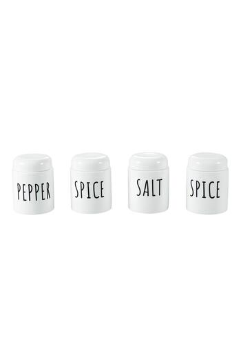 GUNES ZUCCACIYE Mien Porcelain 4-Piece Mini Size Jar and Spice Holder 400 ml